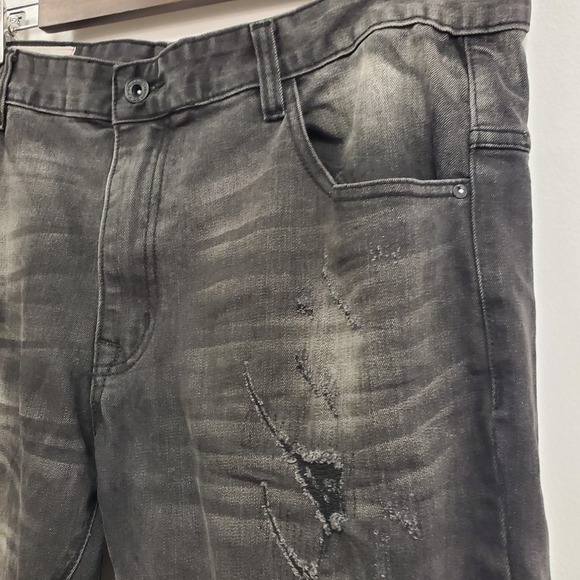 Smoke Rise Mens Distressed Moto Skinny Jeans Size 42/32 Black Alternative Grunge - Picture 2 of 12